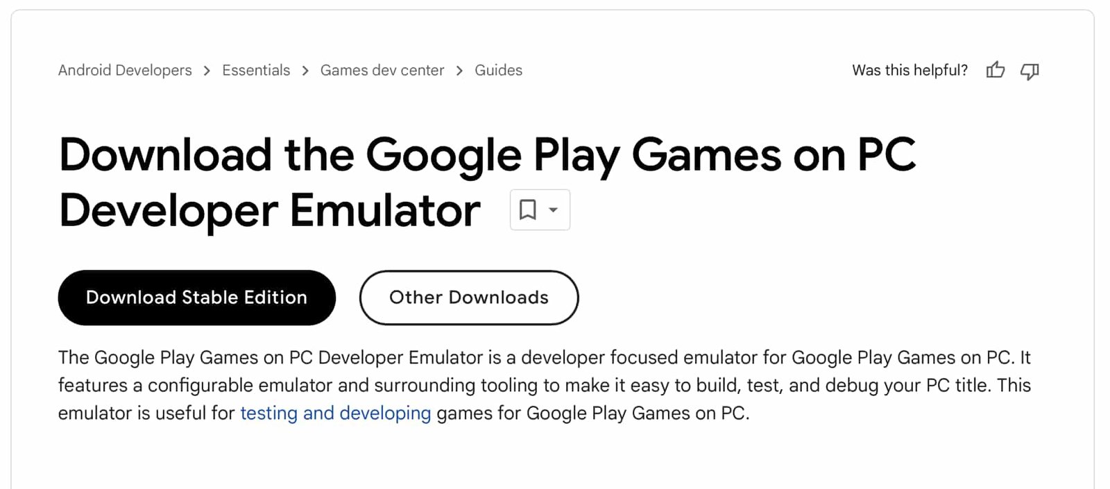 Download the Google Play Games on PC