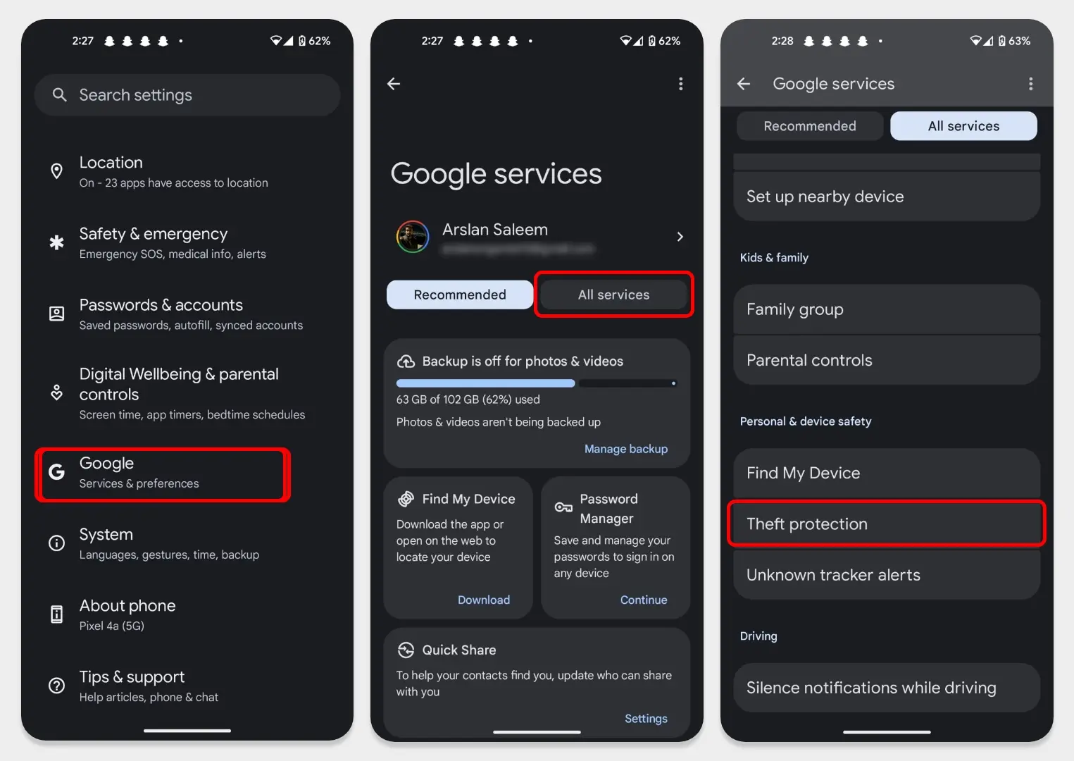 Android Theft Protection Feature